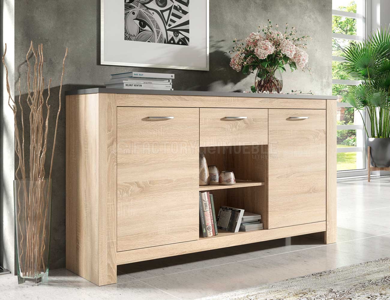 Mueble Aparador Fisherton Gris Grafito