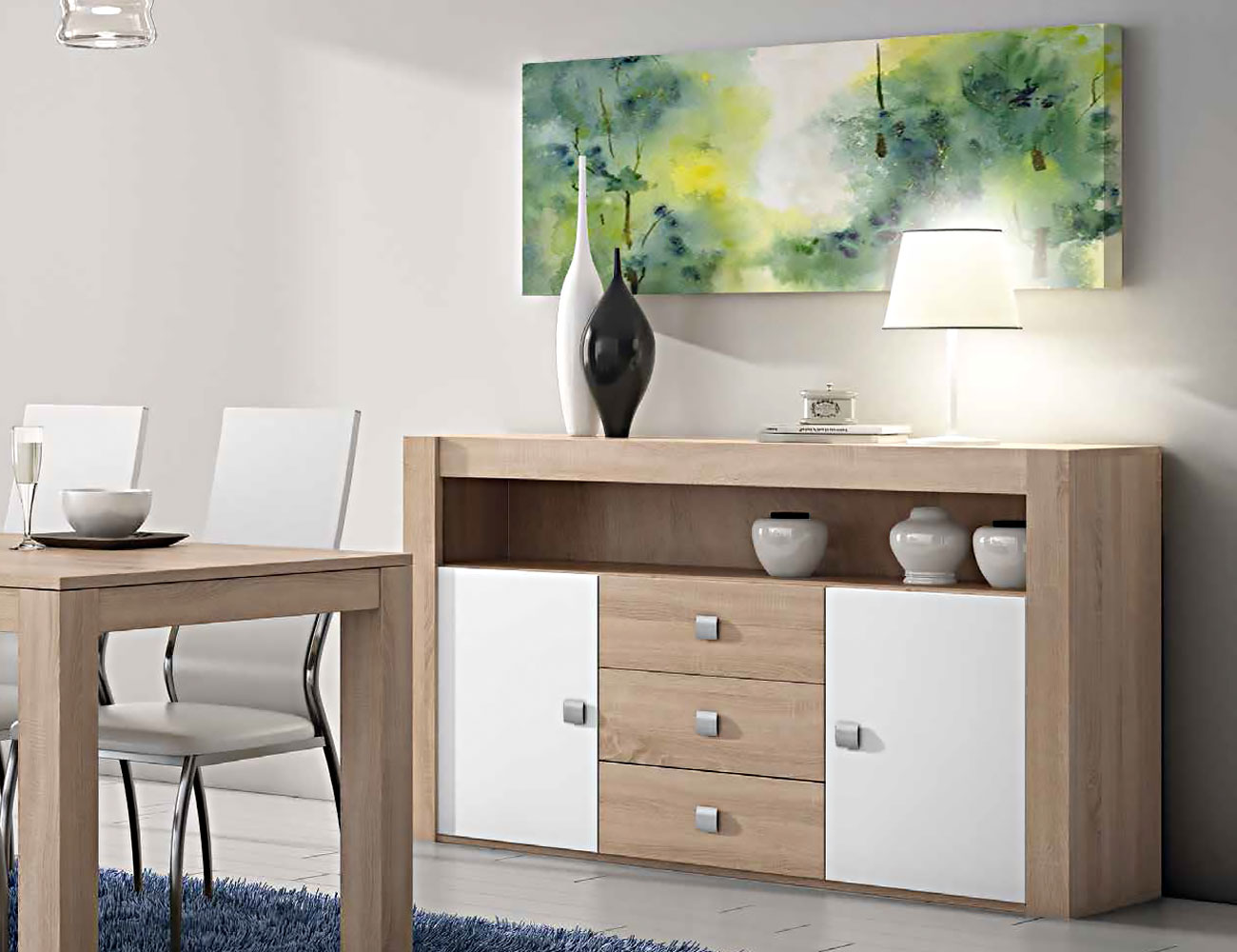 Aparador moderno 2 puertas y 3 cajones cambrian blanco (2288) Factory del Mueble Utrera Feira Artesanato Sorocaba ~ Aparador moderno 2 puertas y 3 cajones cambrian blanco (2288) Factory del Mueble Utrera