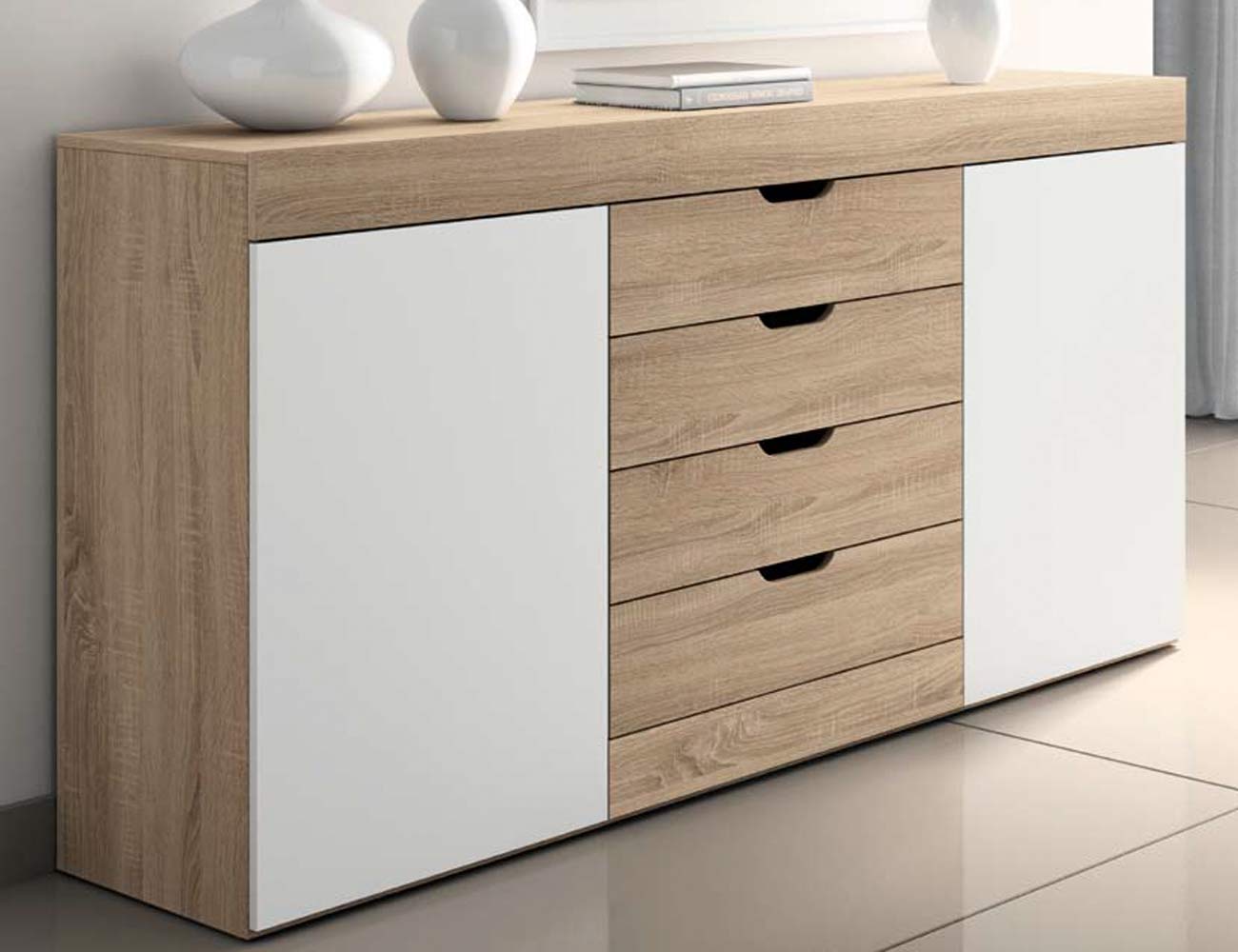 Aparador de salón estilo moderno en Cambrian con blanco (4609 ... - AparaDor MoDerno Cambrian Blanco