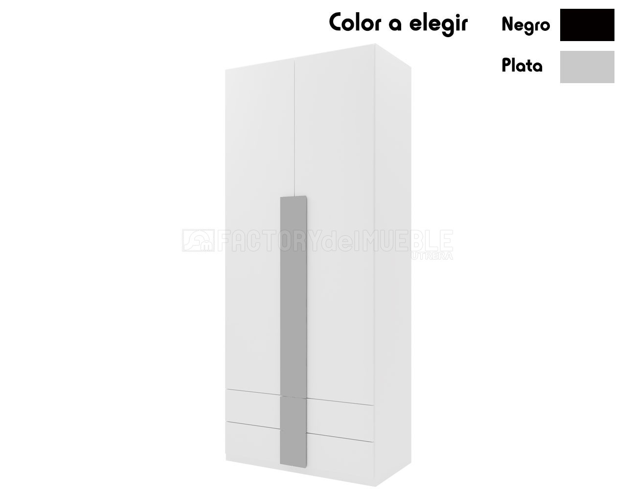 Armario 2p 2c largas blanco