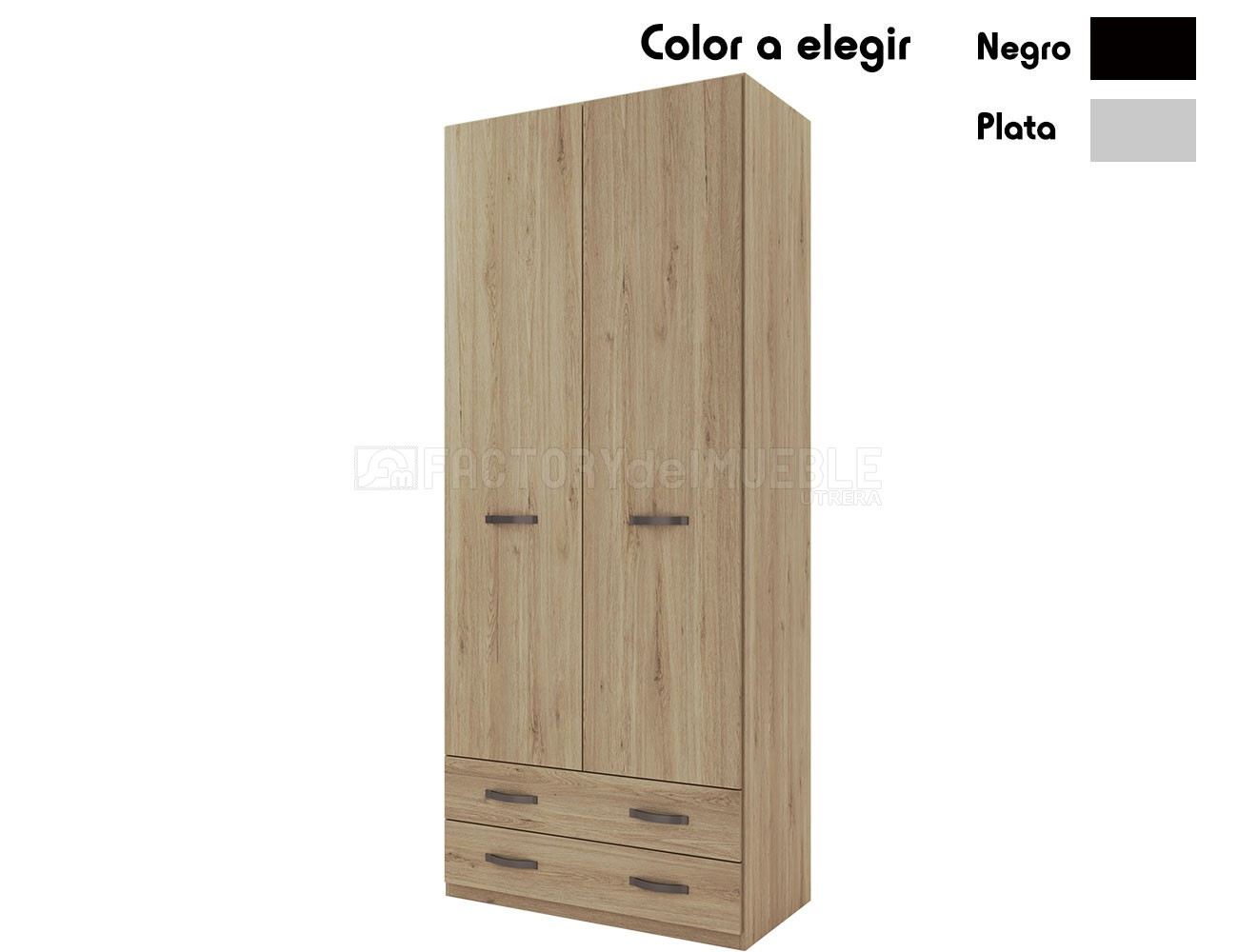 Armario 2p 2c largas roble