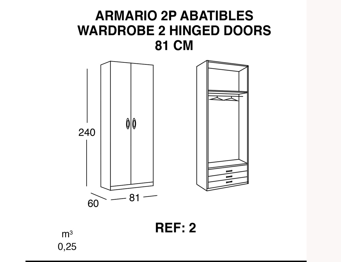 Armario 2p abatibles 81