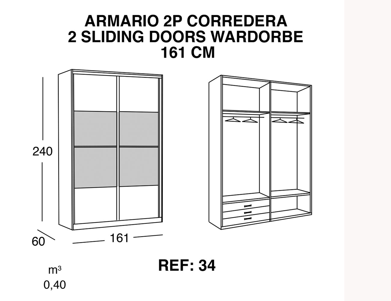 Armario 2p corredera 161