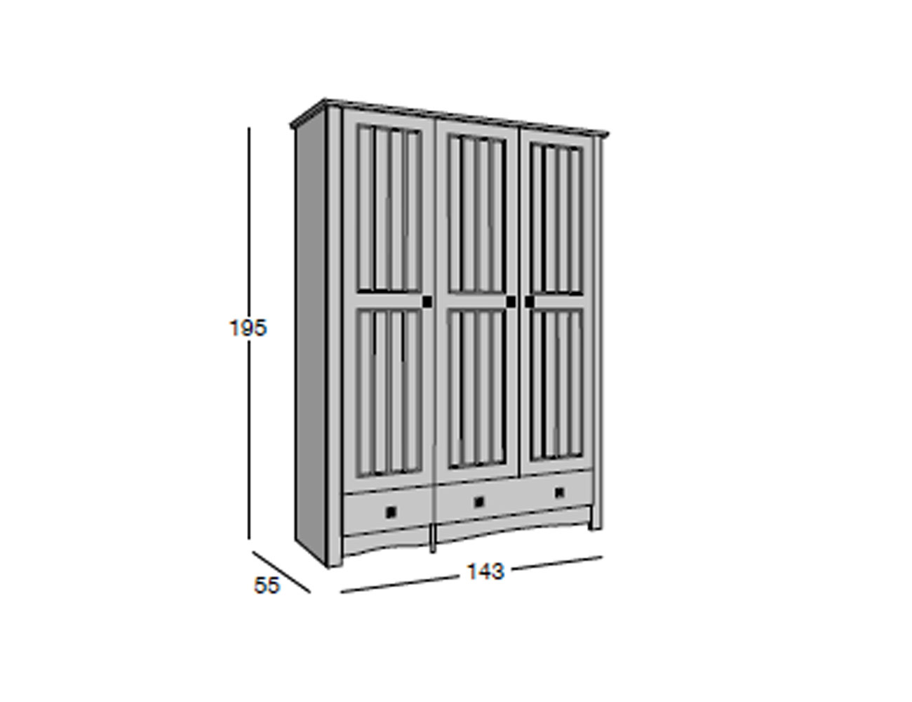 Comprar Armario 3 puertas 120 cm.