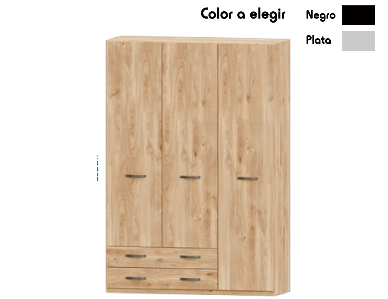 Armario 3p 2c roble