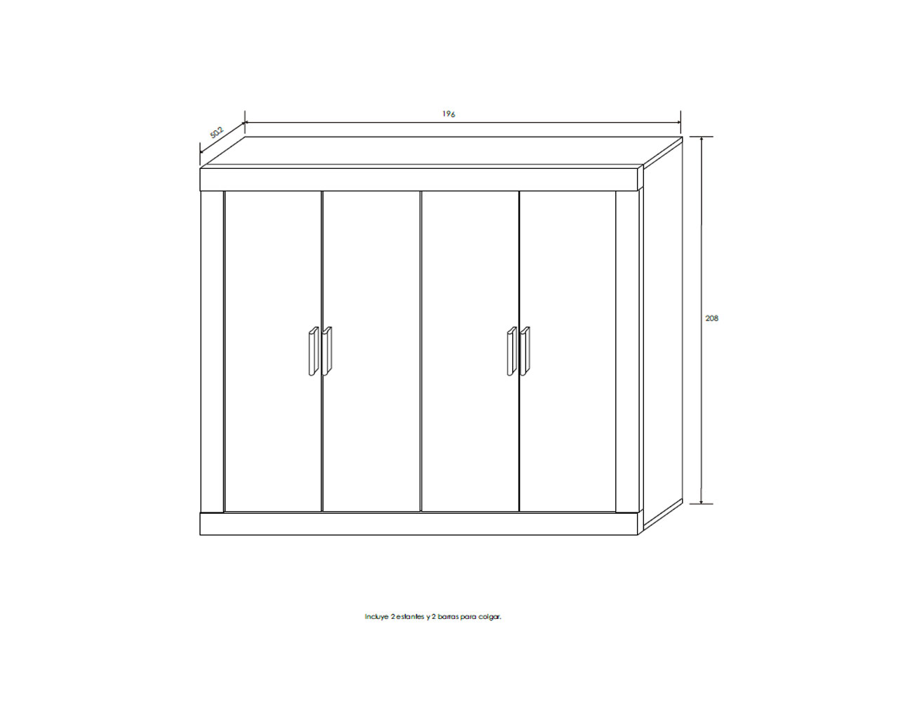 Armario 4 puertas abatibles andersen pino y roble2