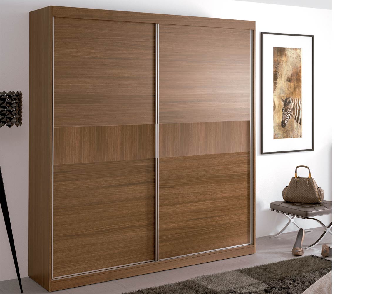 Armario de gran calidad con 2 puertas correderas en nogal (2648