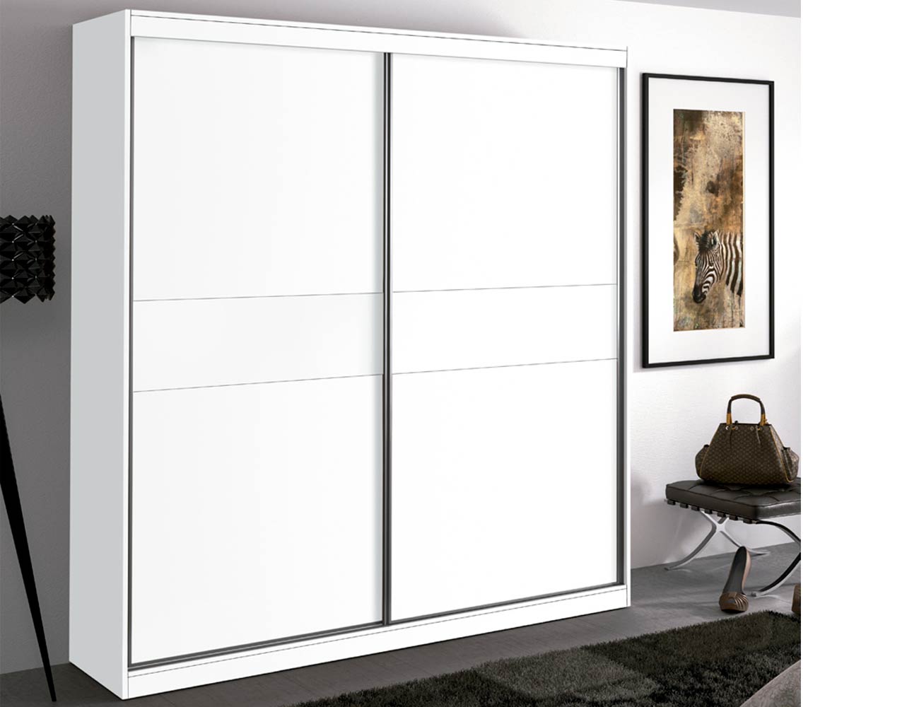 Armario de gran calidad con 2 puertas correderas en color blanco (2652