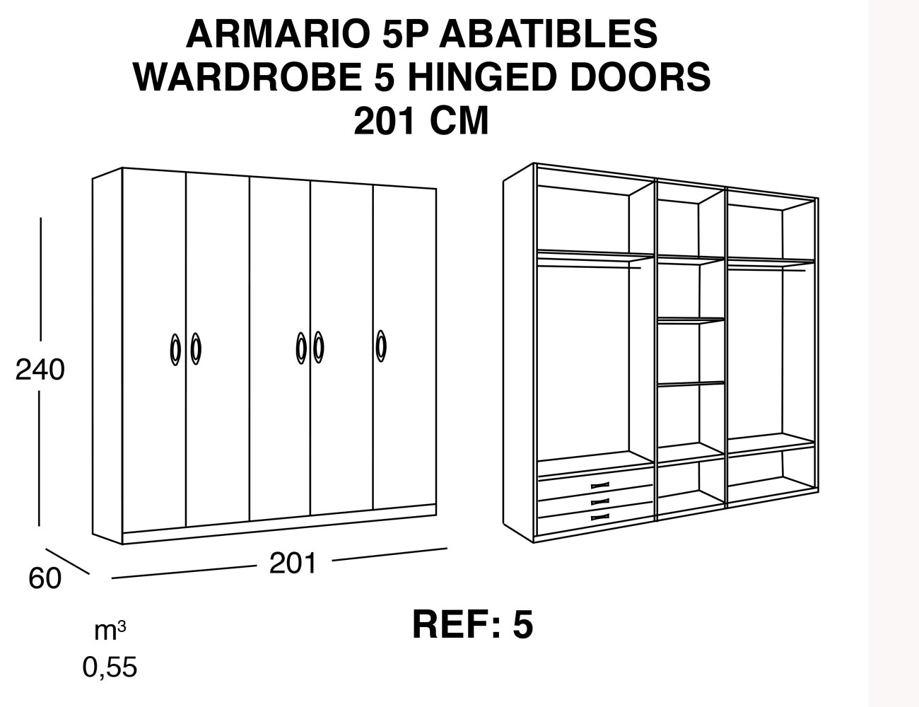 Armario 5p abatibles 201