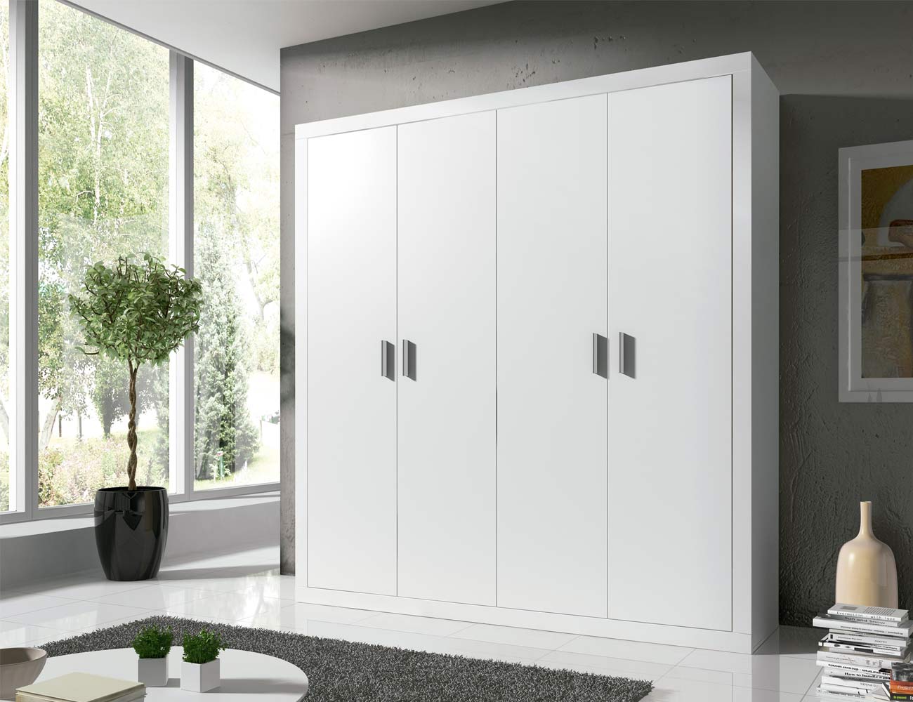 Armario moderno de 4 puertas abatibles en color blanco (6455) Factory del Mueble Utrera Adesivo De Caminhao Gbn ~ Armario moderno de 4 puertas abatibles en color blanco (6455) Factory del Mueble Utrera