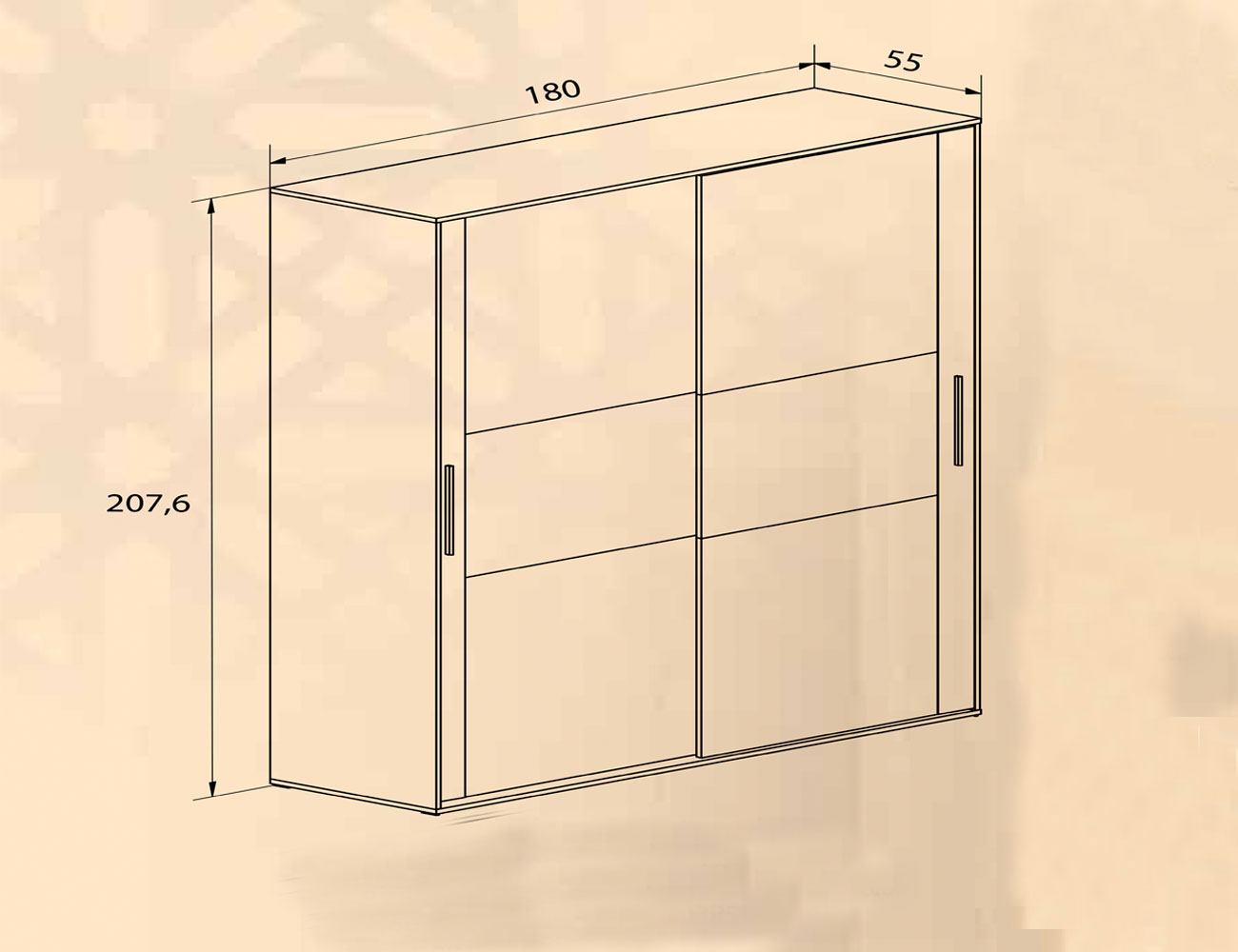 Armario de 2 puertas correderas en Nelson con blanco brillo (19139
