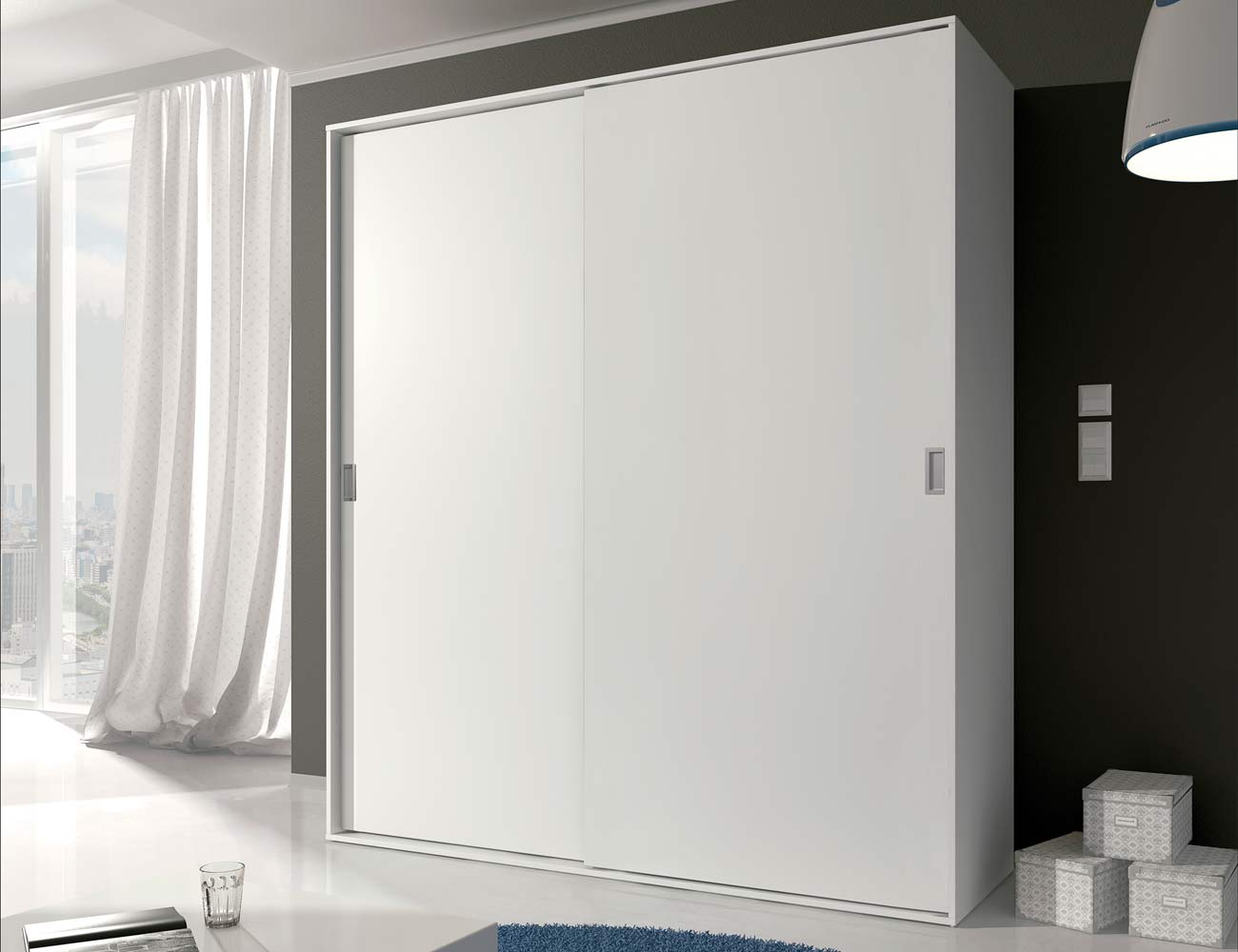 Armario moderno de 2 puertas correderas en color blanco (6454) Factory del Mueble Utrera Armario Moderno Blanco ~ Armario moderno de 2 puertas correderas en color blanco (6454) Factory del Mueble Utrera