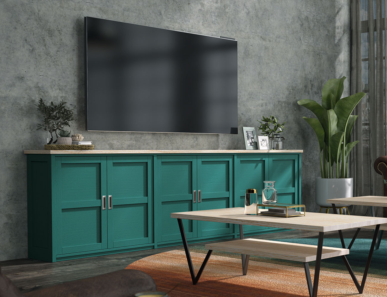 Mueble tv modular de madera (36612)