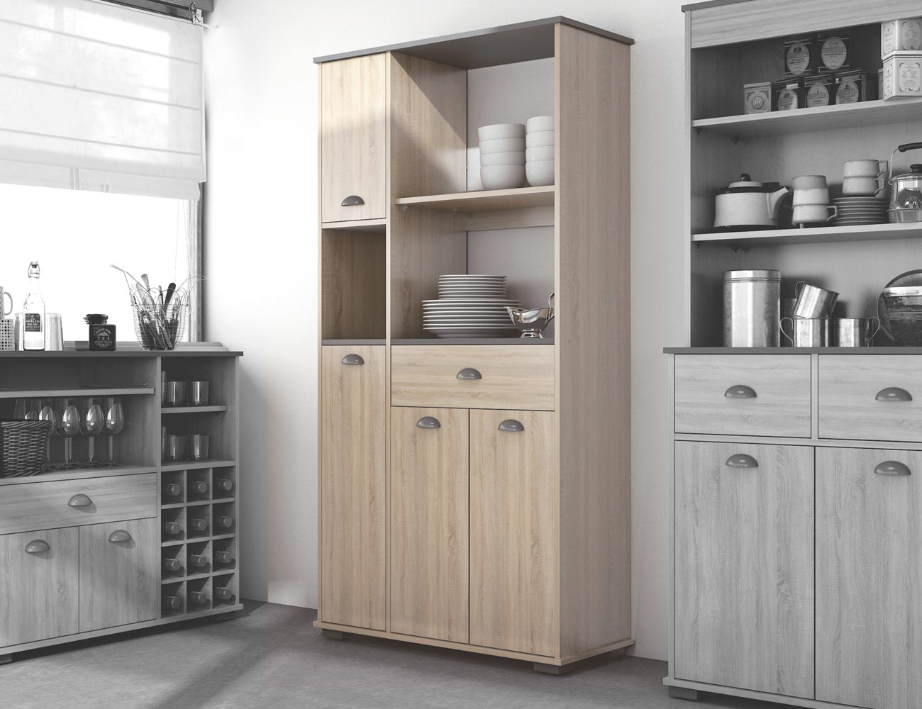 Mueble buffet de cocina con cuatro puertas y un cajón (21465 ... Mueble buffet de cocina con cuatro puertas y un cajón (21465 ...