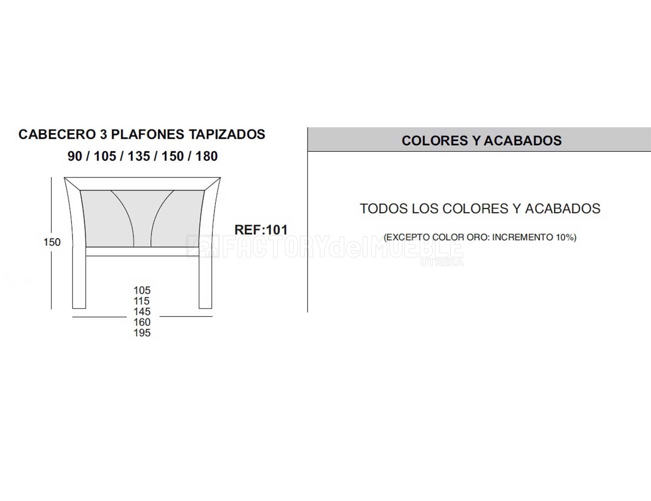 Cabecero 3 plafones tapizado ref  1011