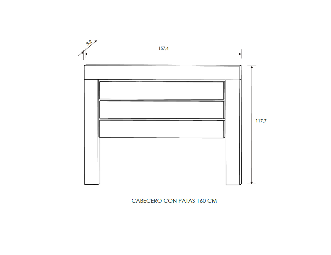 Cabecero con patas 160cm andersen pino y roble