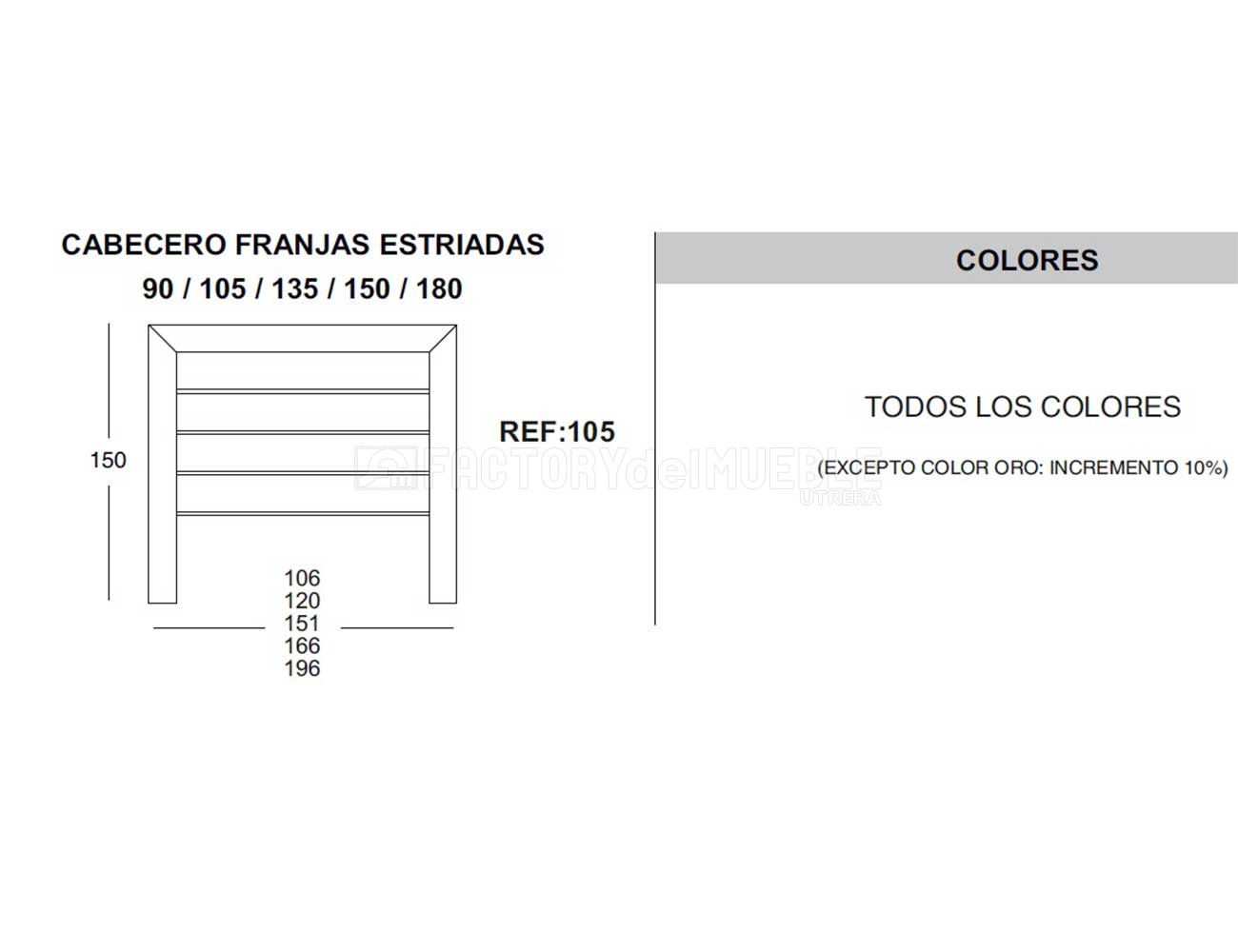 Cabecero franjas estriadas ref 105