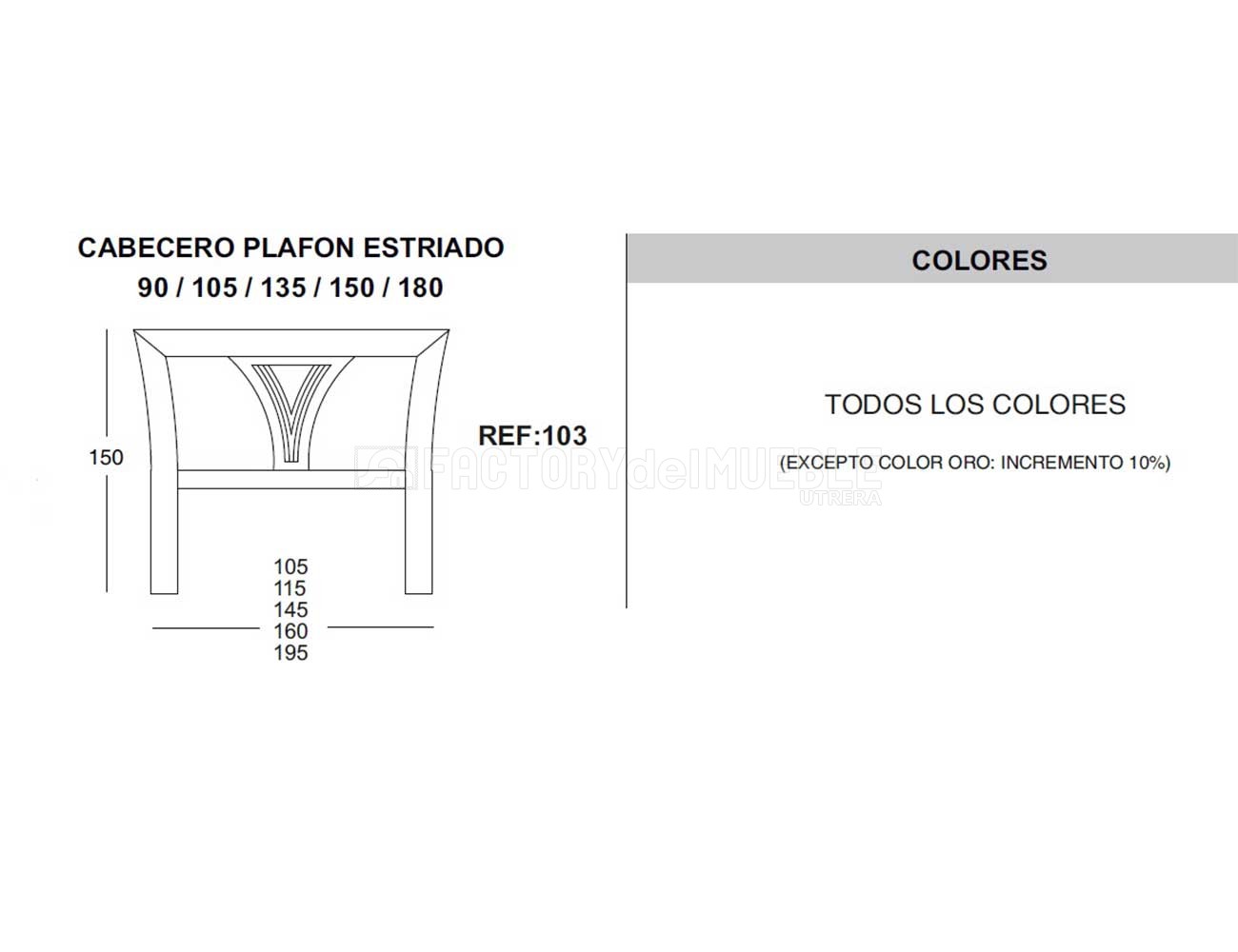 Cabecero plafon estriado ref  103