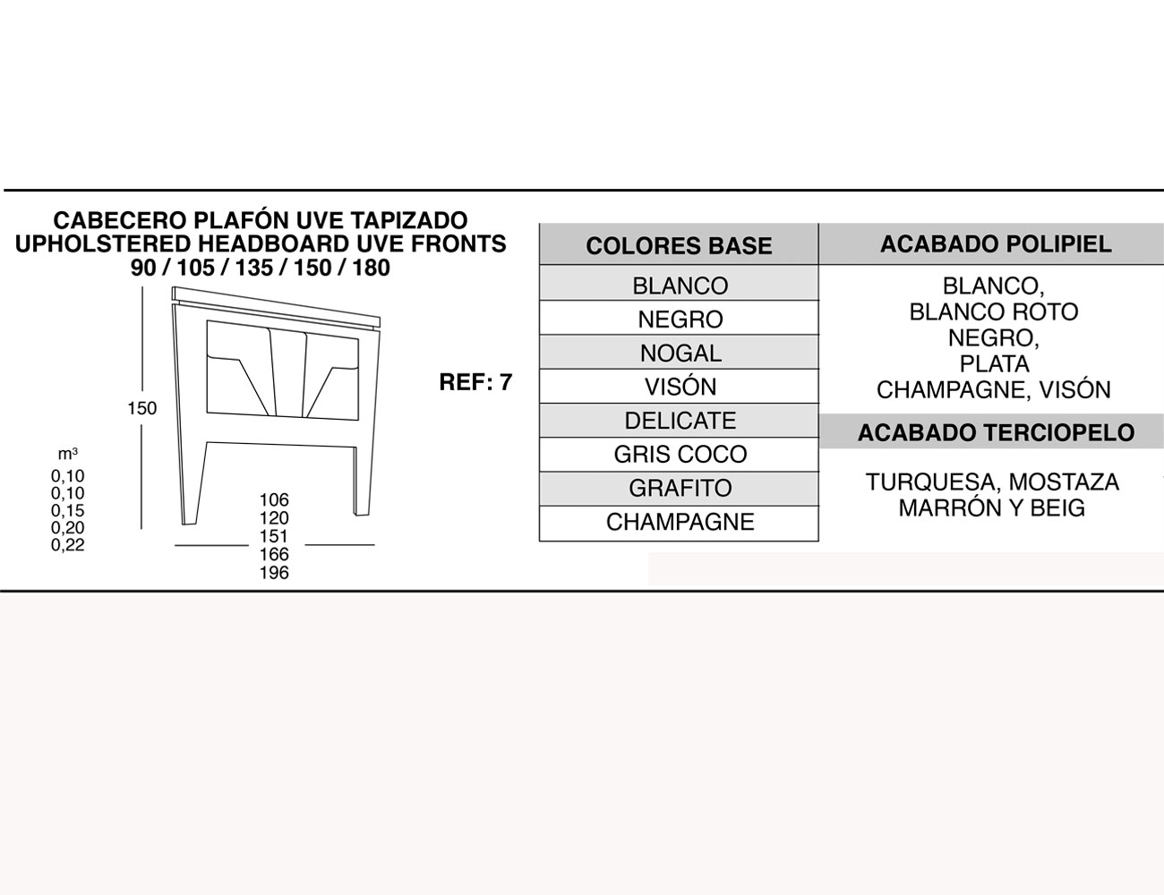 Cabecero plafon uve tapizado