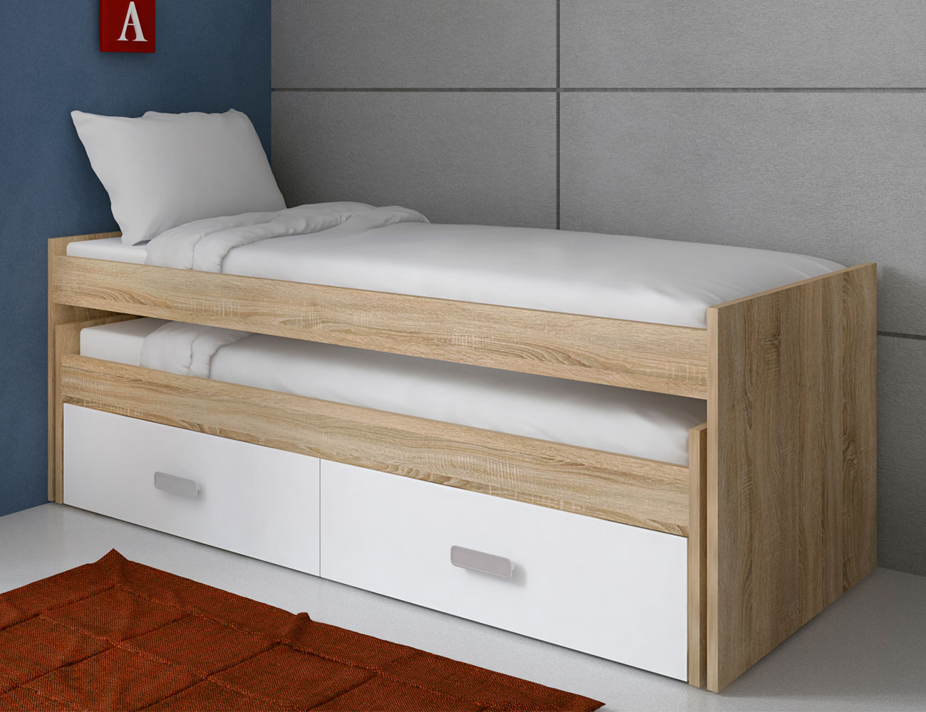 Cama compacto 2 cajones cambrian blanco 2