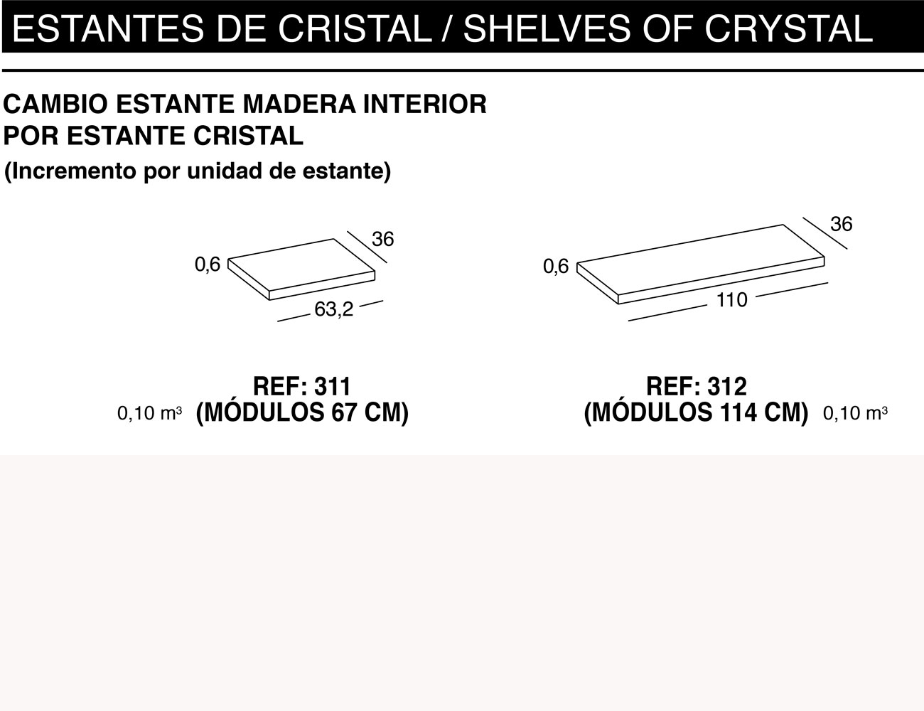 Cambio estante madera interior estante cristal