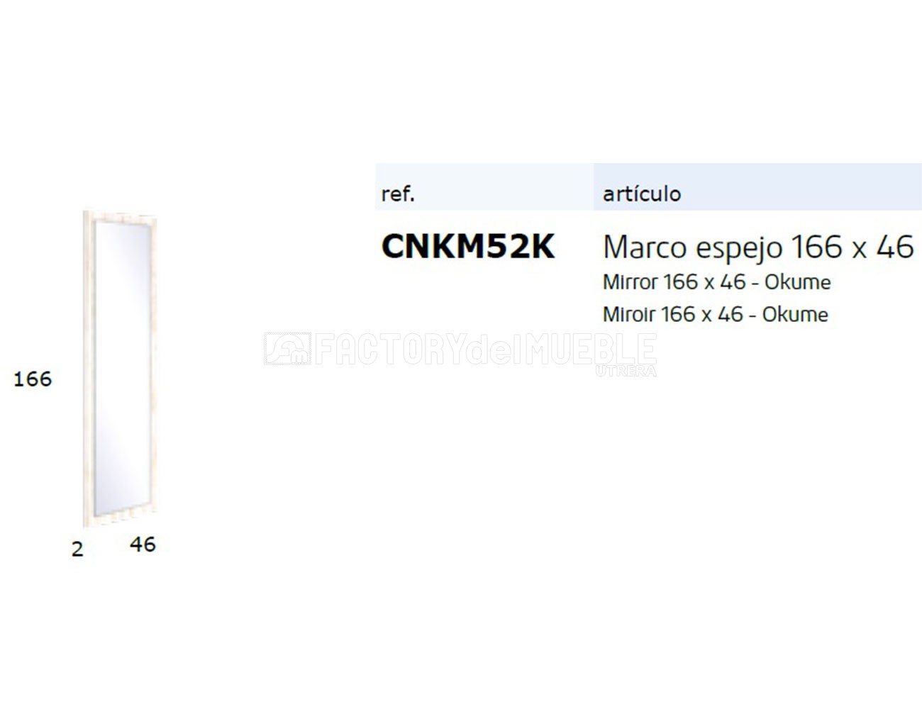 Cnkm52k marco espejo 166x46