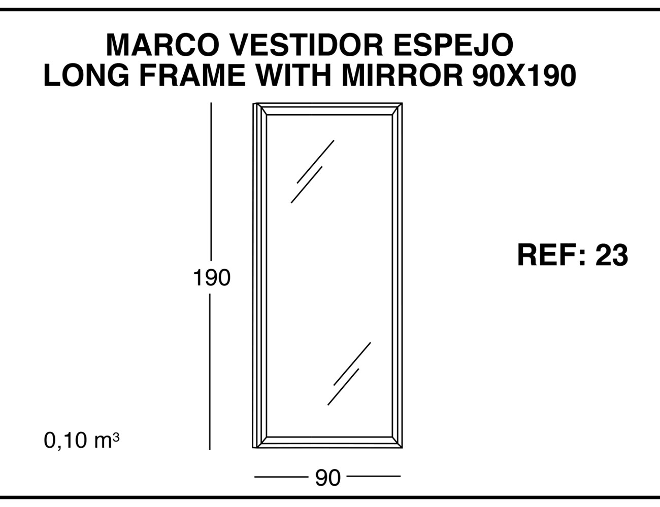 Marco vestidor espejo 90x190