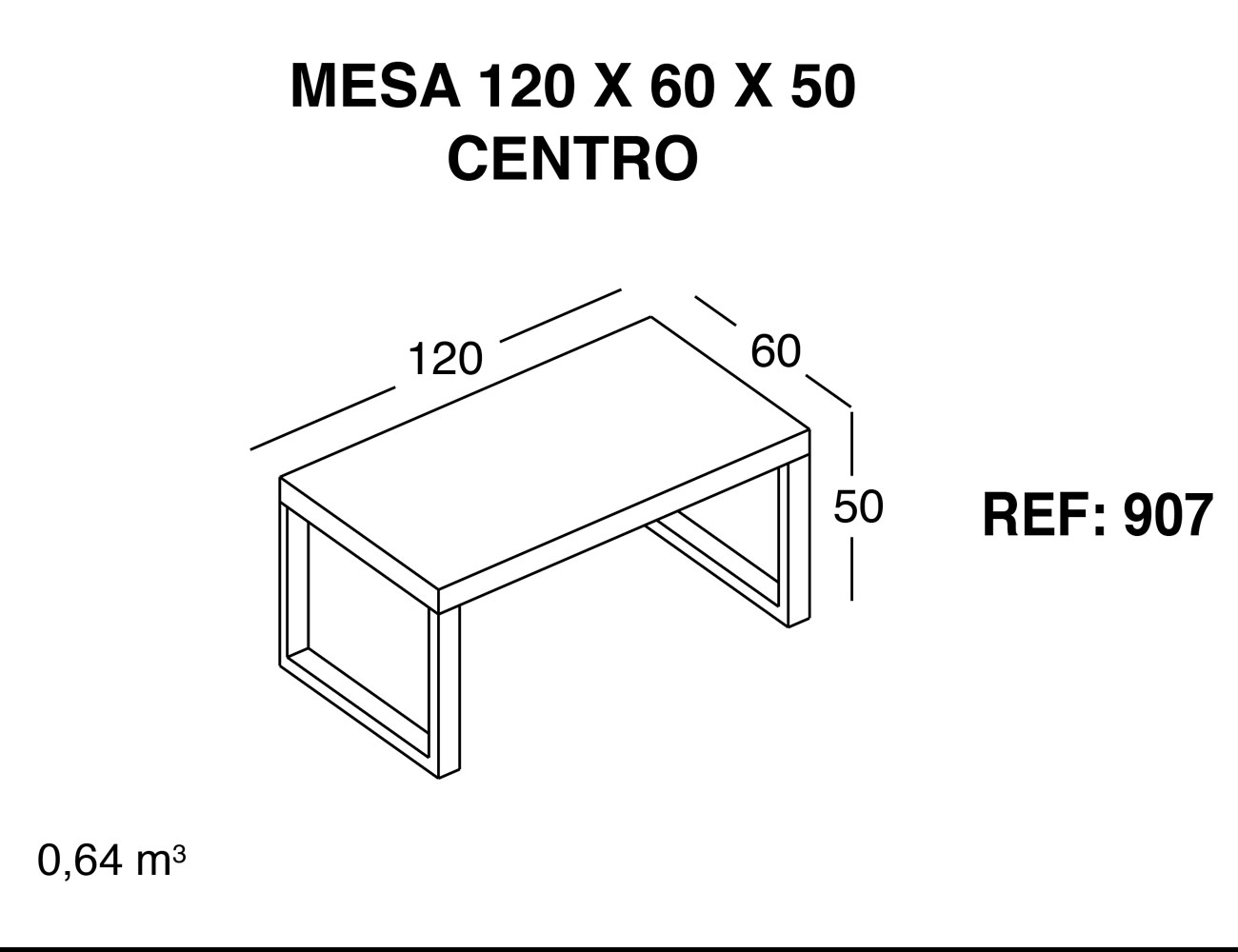 Mesa centro 120 60 50