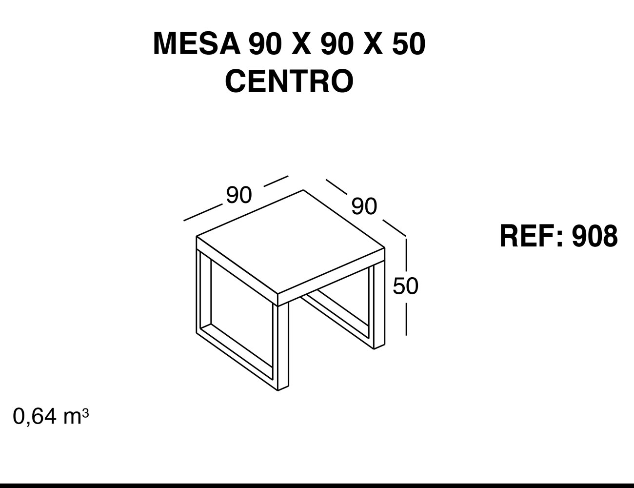 Mesa centro 90 90 50