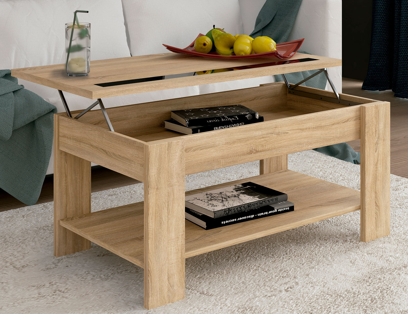 Mesa de centro elevable con cristal en color cambrian (19119) Factory