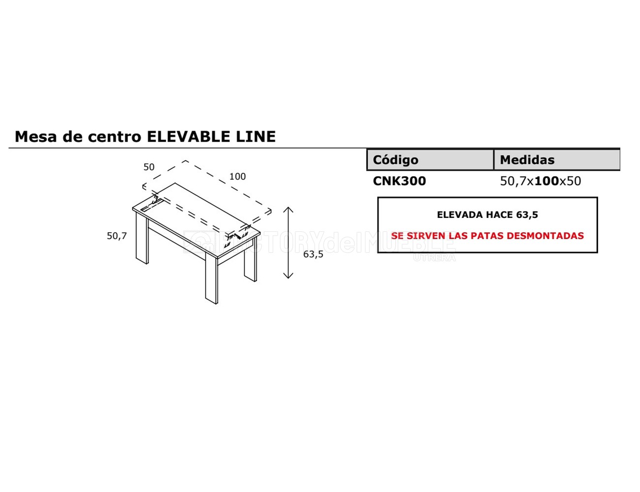 Mesa centro elevable line