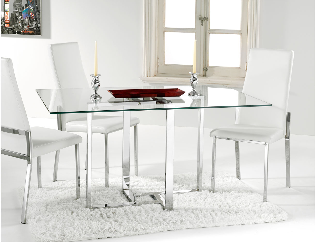 Mesa comedor cristal templado (2386) | Factory del Mueble ...