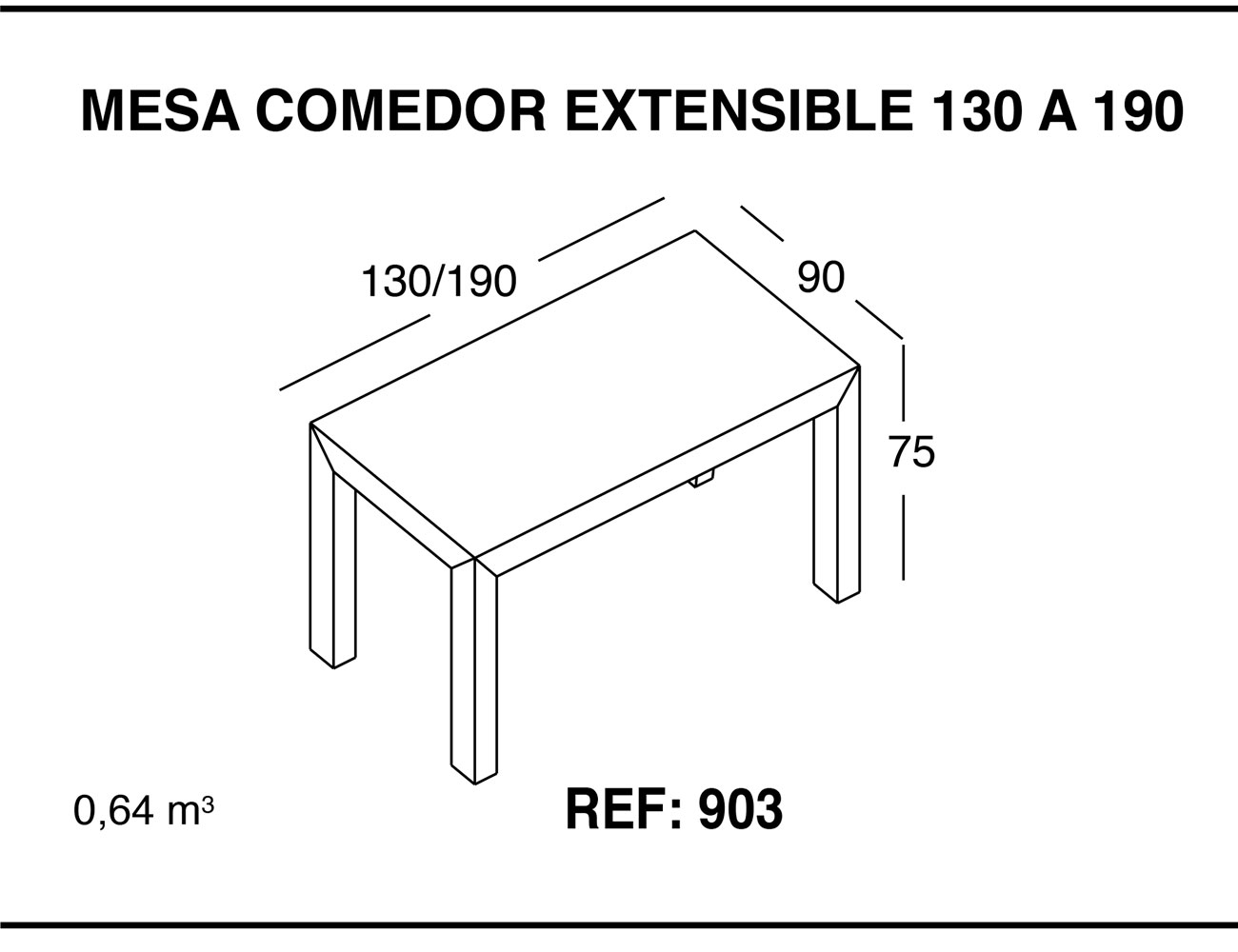 Mesa comedor extensible 130 190