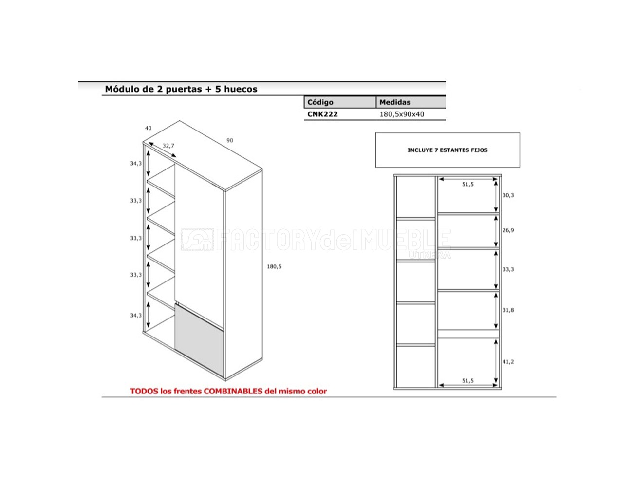 Modulo 2 puertas 5 huecos