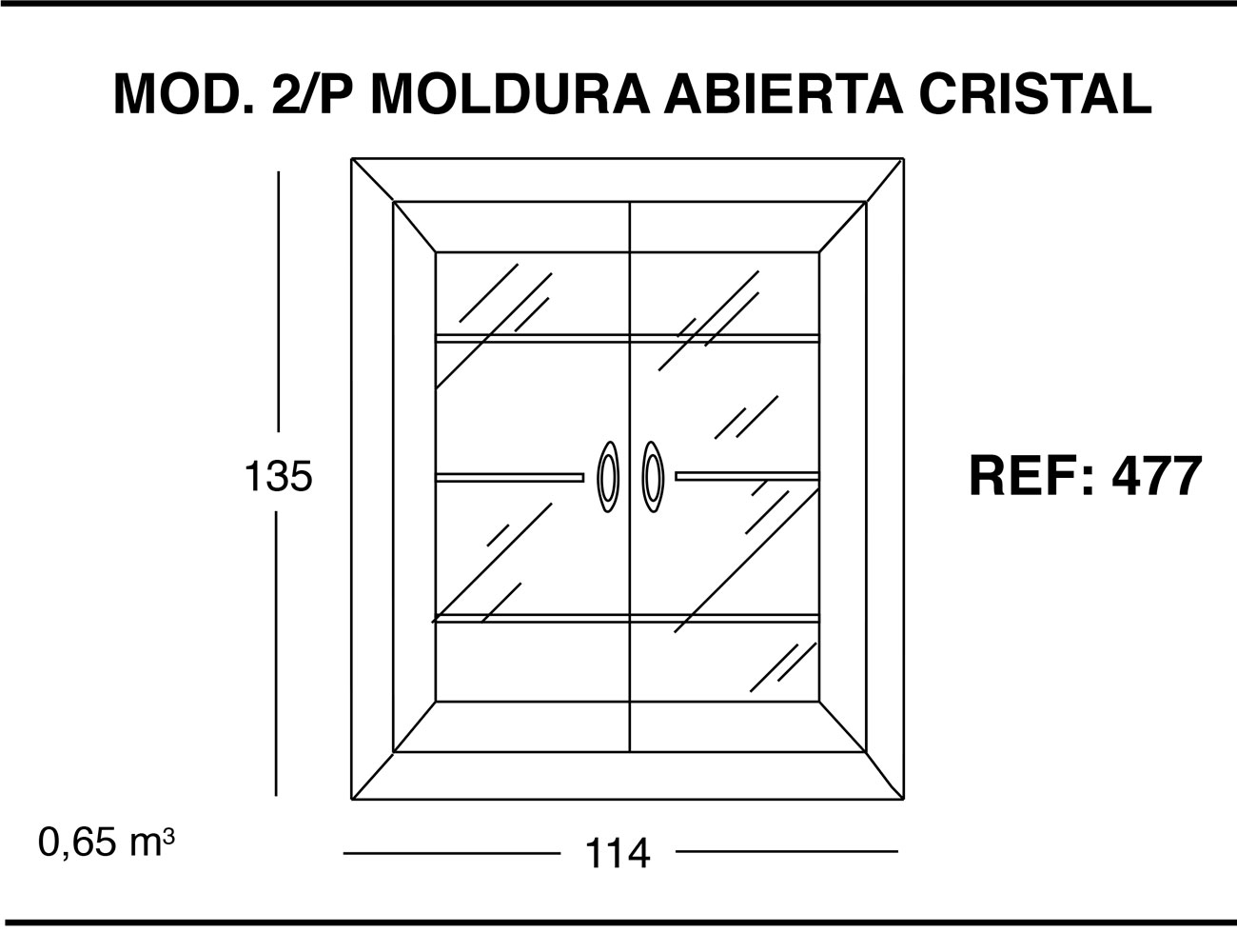 Modulo 2 puertas moldura abierta cristal