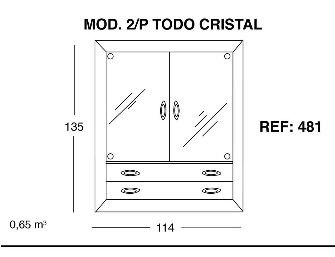 Modulo 2 puertas todo cristal 135 114