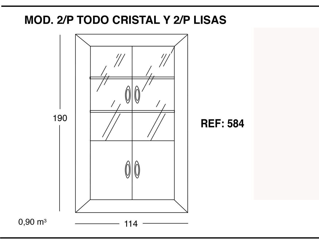 Modulo 2 puertas todo cristal 2p lisas 190 114