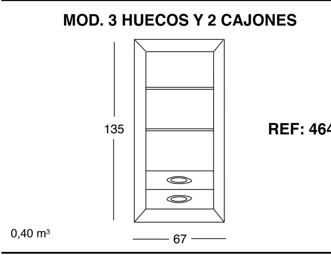 Modulo 3 huecos 2 cajones