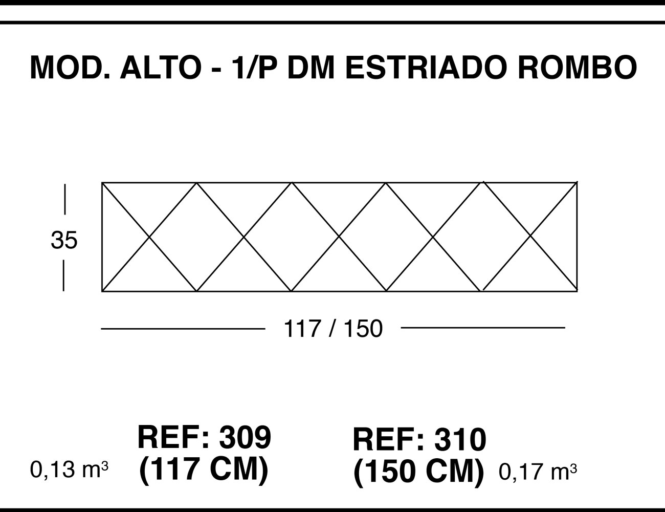 Modulo alto 1p dm estriado rombo