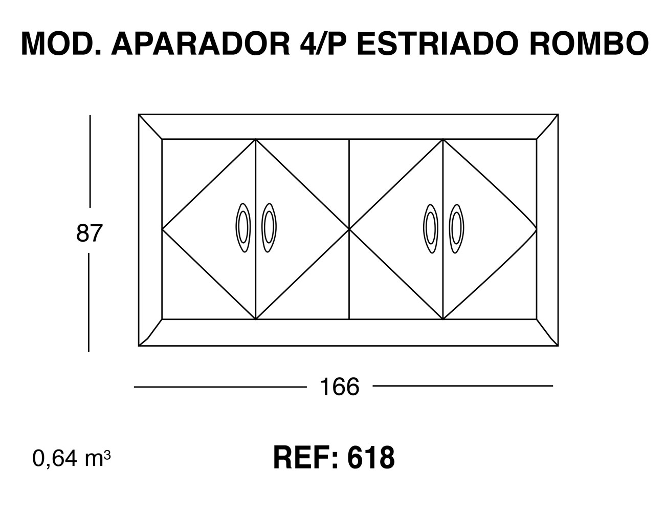 Modulo aparador 4p estriado rombo