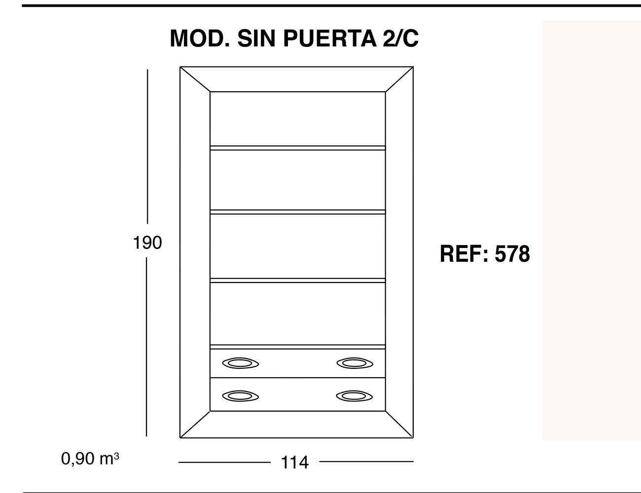 Modulo sin puerta 2 cajones