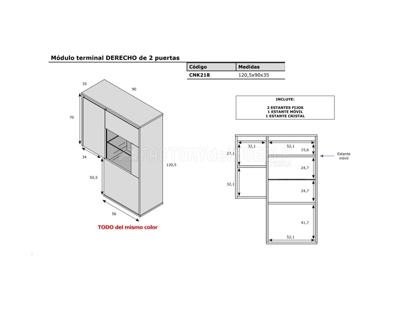 Modulo terminal derecho 2p