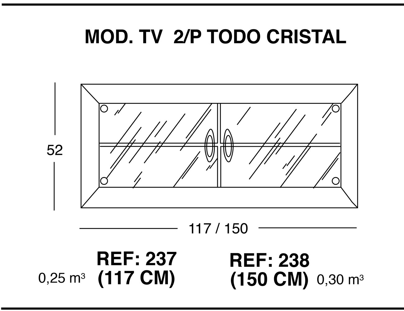 Modulo tv 2p todo cristal