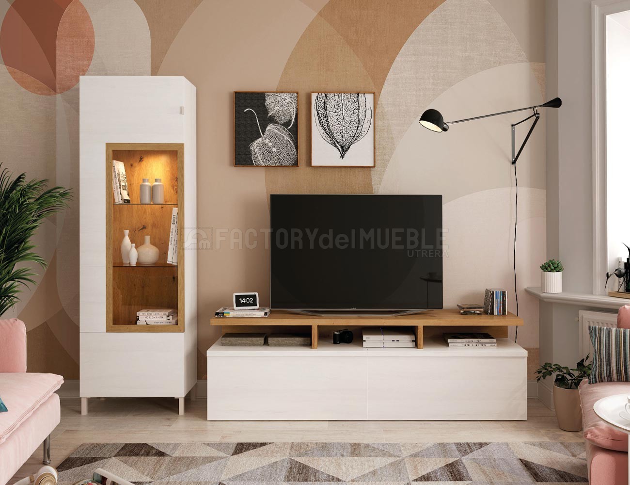 Mueble TV Salón Moderno Mesa Televisión, Blanco 120 x 40,3 x 34,7 cm  (Blanco) : : Electrónica