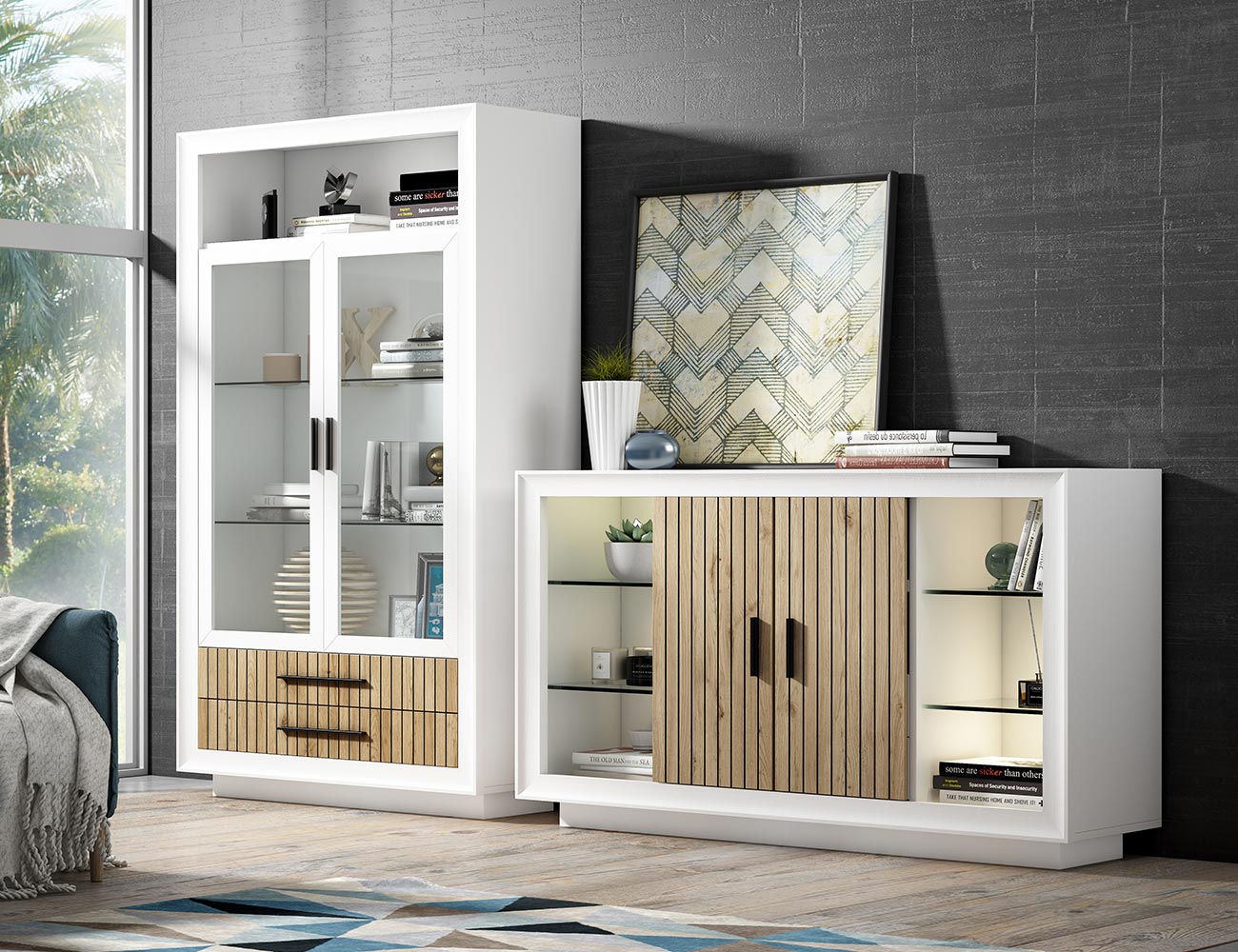 Mueble salón Nórdico de palillería con zocalo (38740)