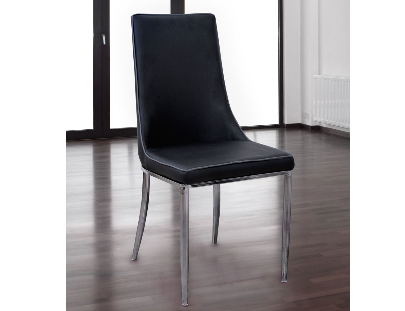 Pack de 4 sillas de comedor en polipiel con respaldo medio y patas ... Pack de 4 sillas de comedor en polipiel con respaldo medio y patas ...