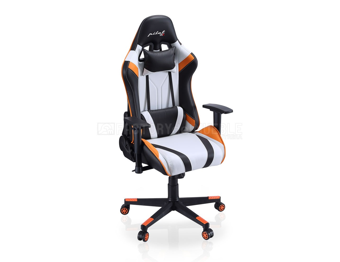 Silla Gamer XTR en Polipiel negro con blanco y naranja (33957) | Factory  del Mueble Utrera