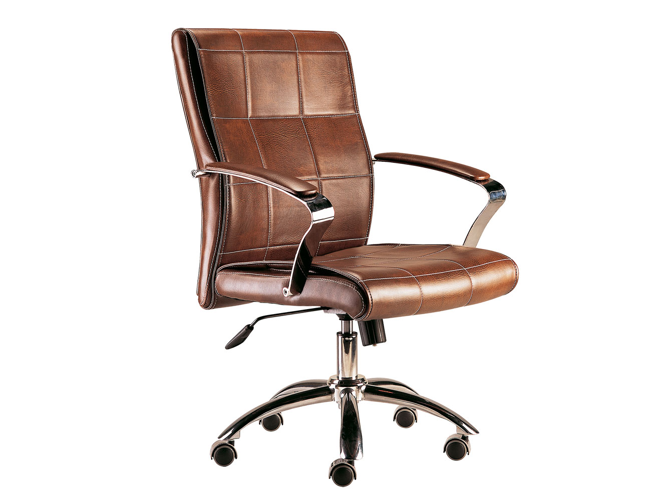 Silla de oficina o despacho con apoya brazos y respaldo en símil cuero