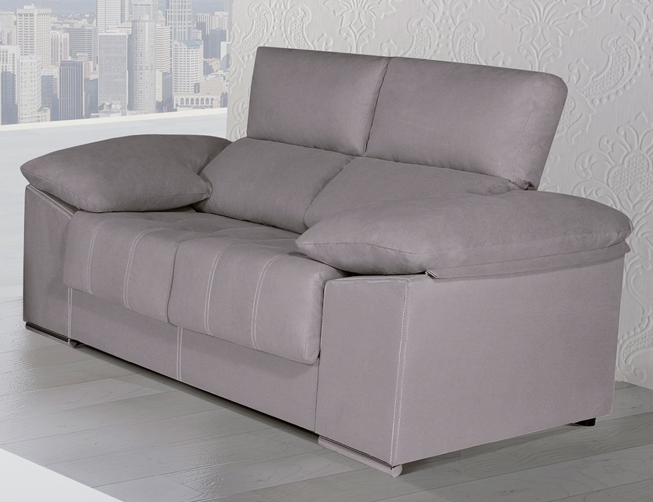 Sofá asientos extraíbles y respaldos reclinables con tejido Jarama