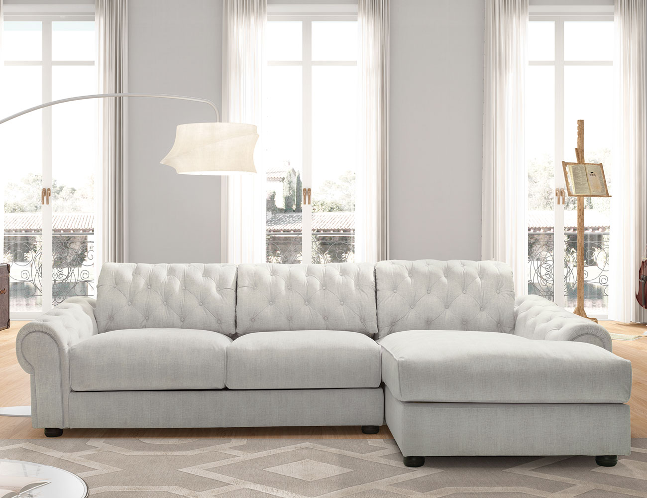 Sofa capitone blanco